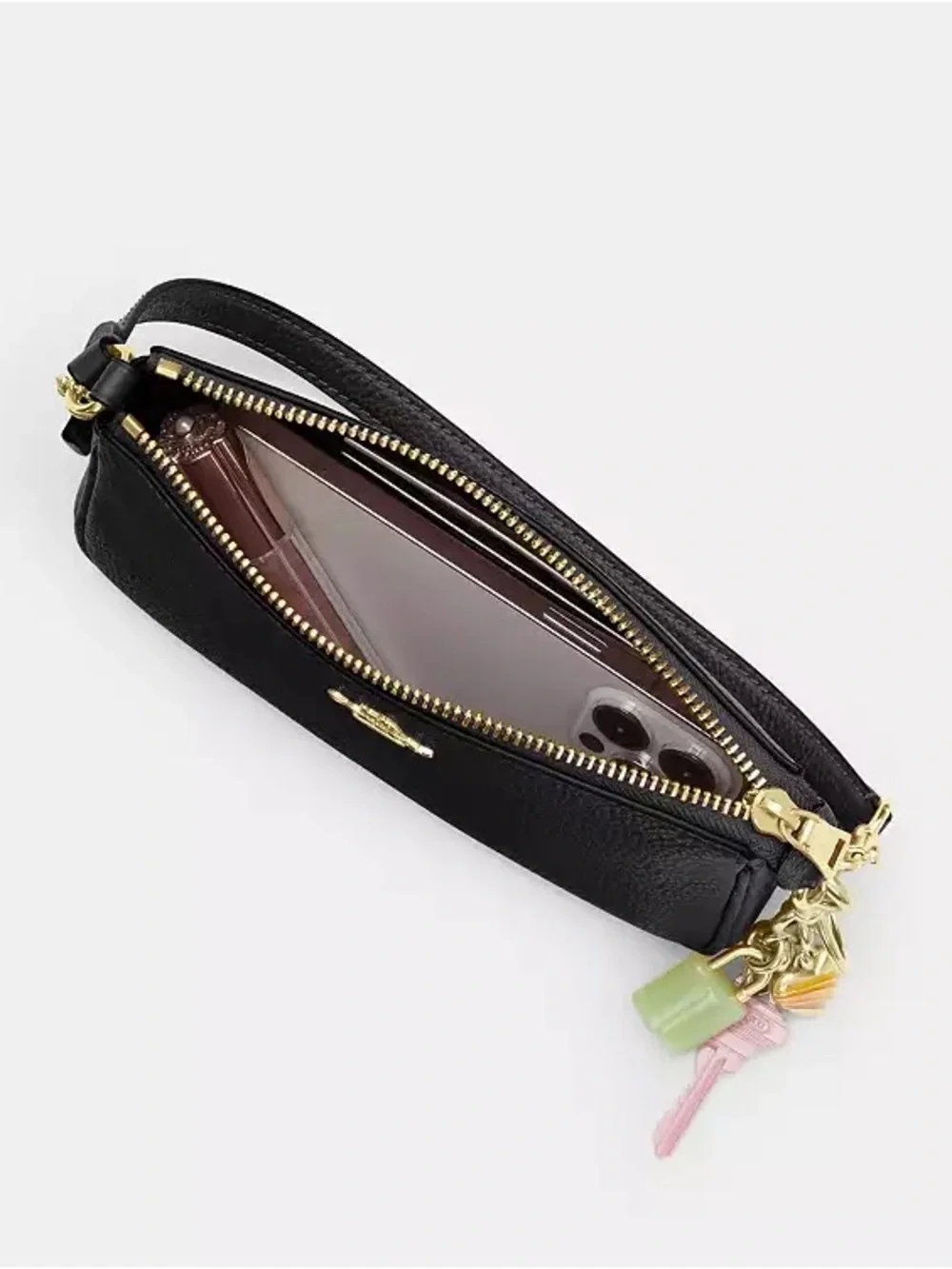 Coach Black Leather Shoulder Bag with Gold Hardware - Picture 3 of 6